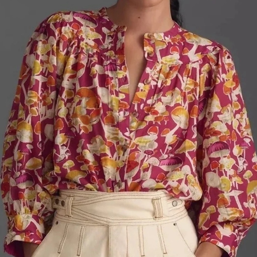 Anthropologie Maeve Mushroom Top MP